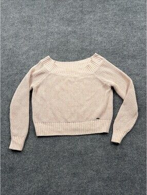 Hollister Pink Women’s Knit Off Shoulder Sweater Size M (minor stain see pics)